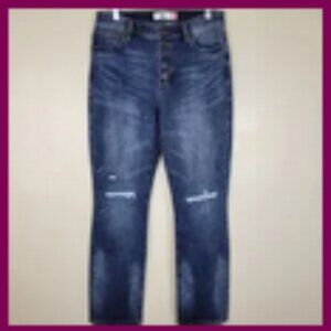 NWOT Cabi Distressed Button Fly Straight Jeans Size 8